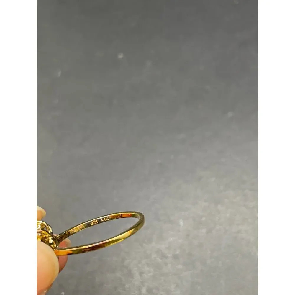 Vintage D'Joy Sterling Silver 925 Gold Tone Peridot Flower Cocktail Ring Size 10